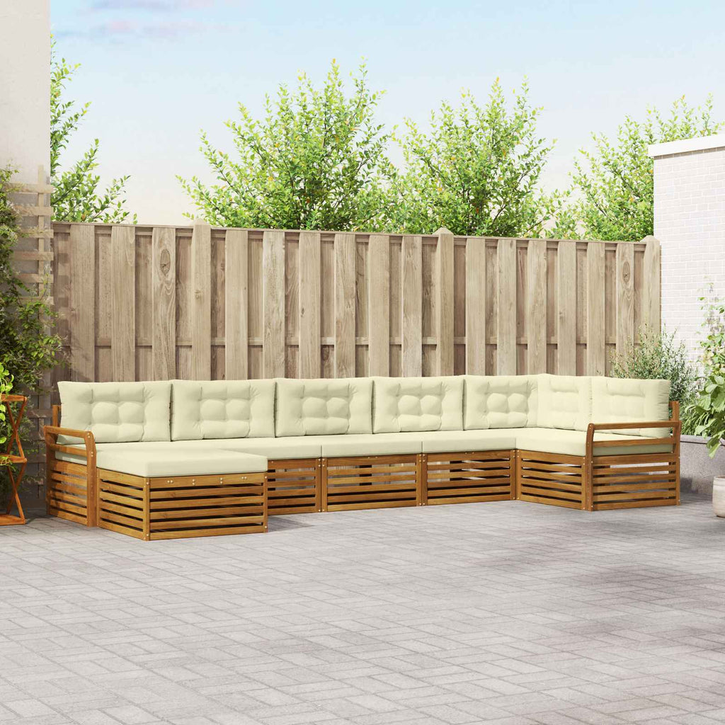 Outdoor-Sofagarnitur mit Kissen 7 pcs Natur und Creme