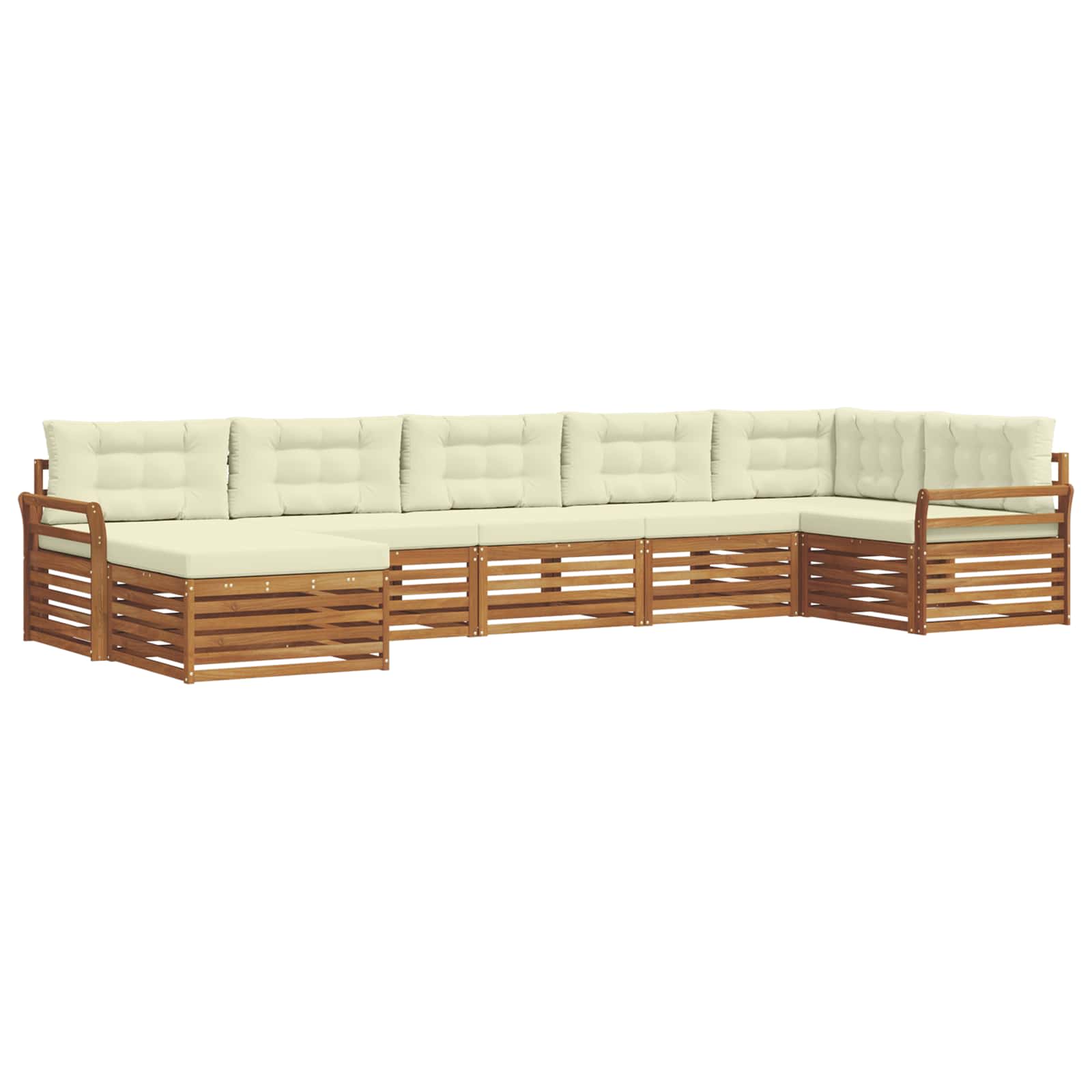 Outdoor-Sofagarnitur mit Kissen 7 pcs Natur und Creme