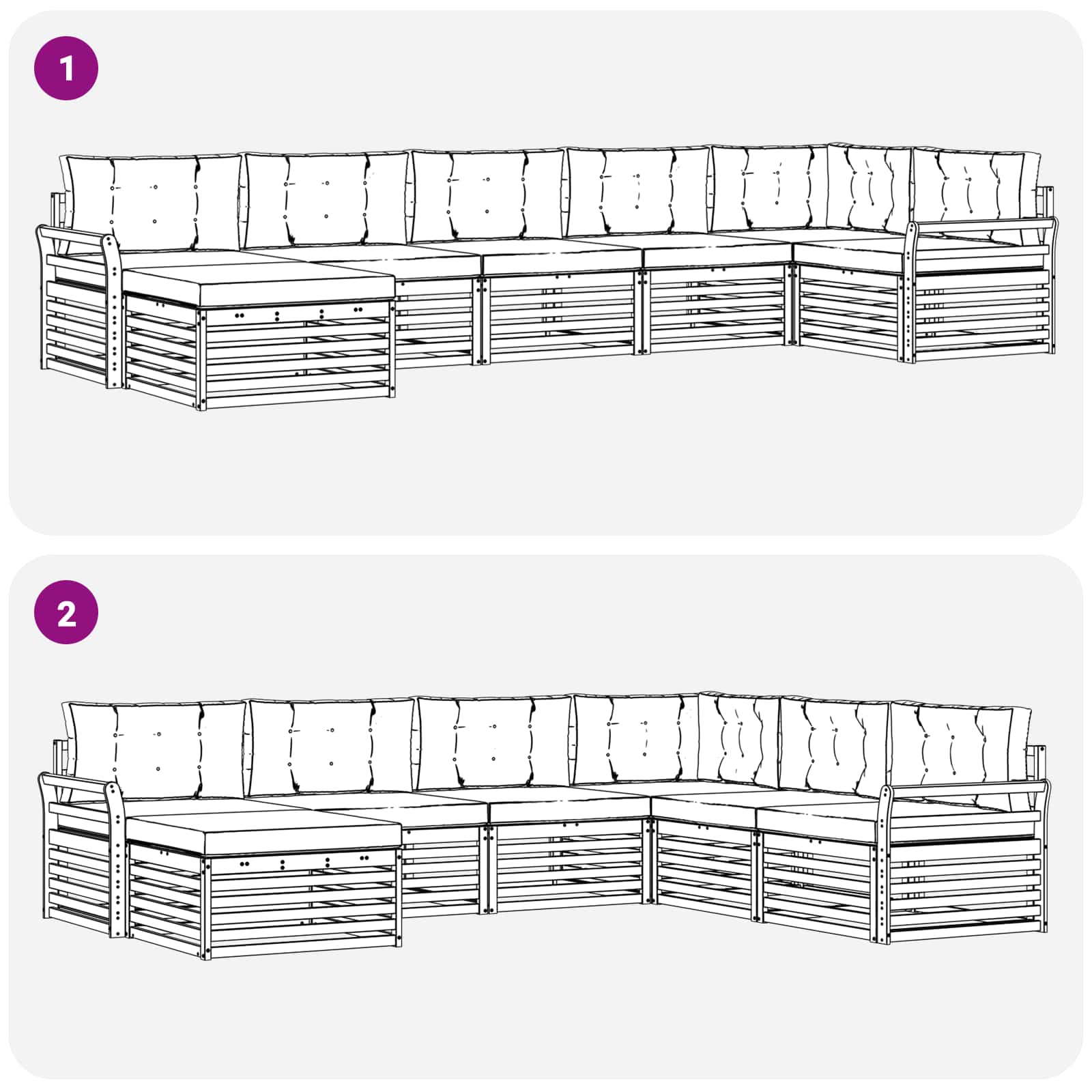 Outdoor-Sofagarnitur mit Kissen 7 pcs Natur und Creme