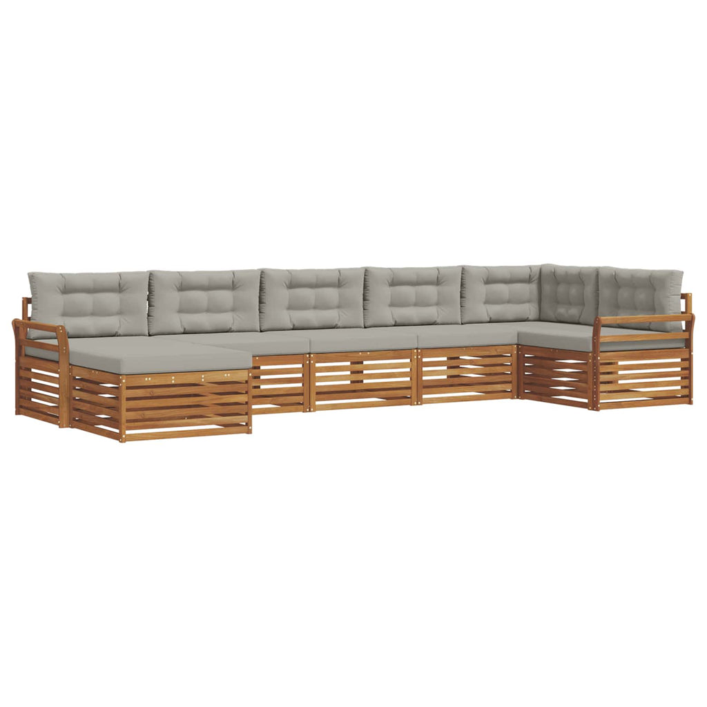 Outdoor-Sofagarnitur mit Kissen 7 pcs Natürlich und Hellgrau