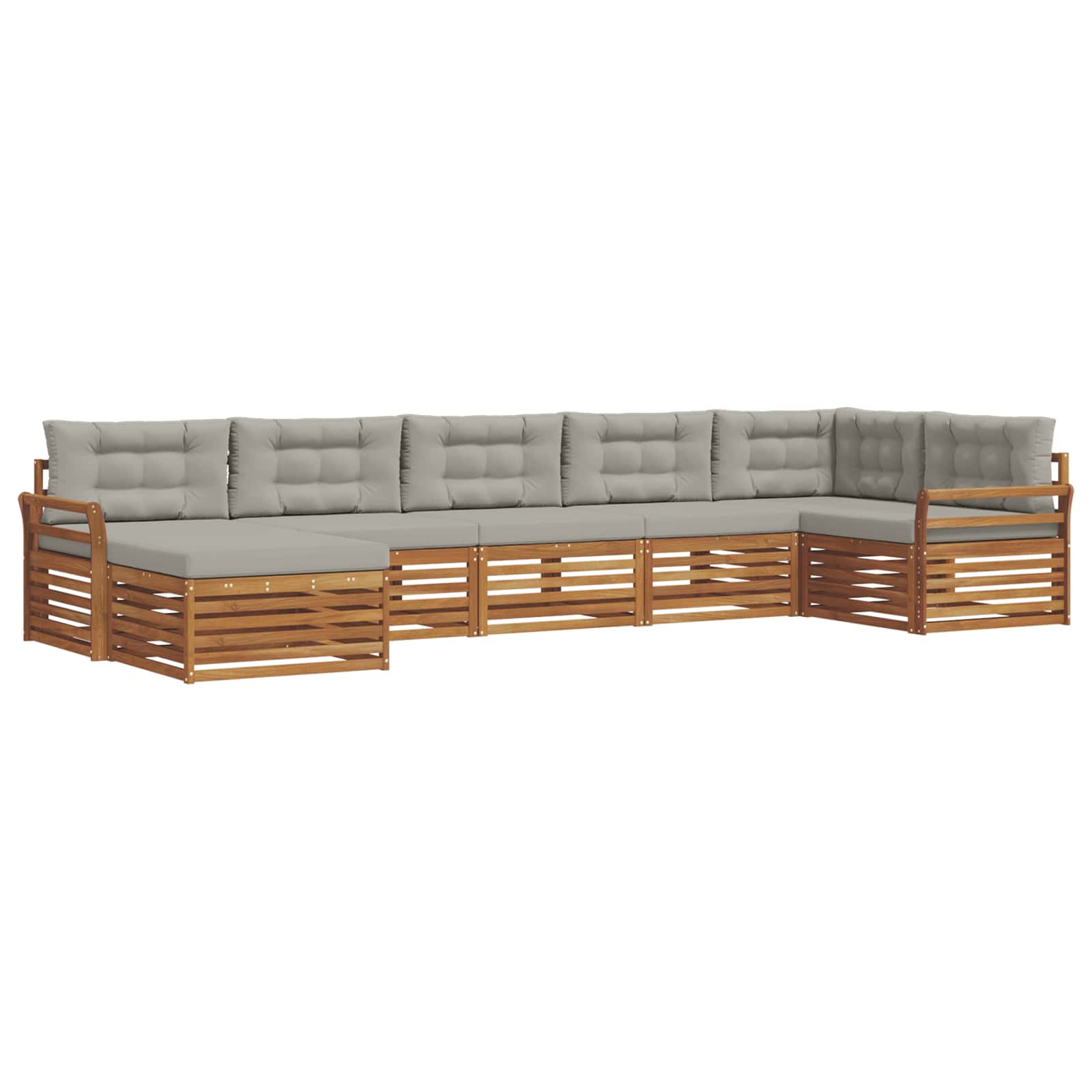 Outdoor-Sofagarnitur mit Kissen 7 pcs Natürlich und Hellgrau