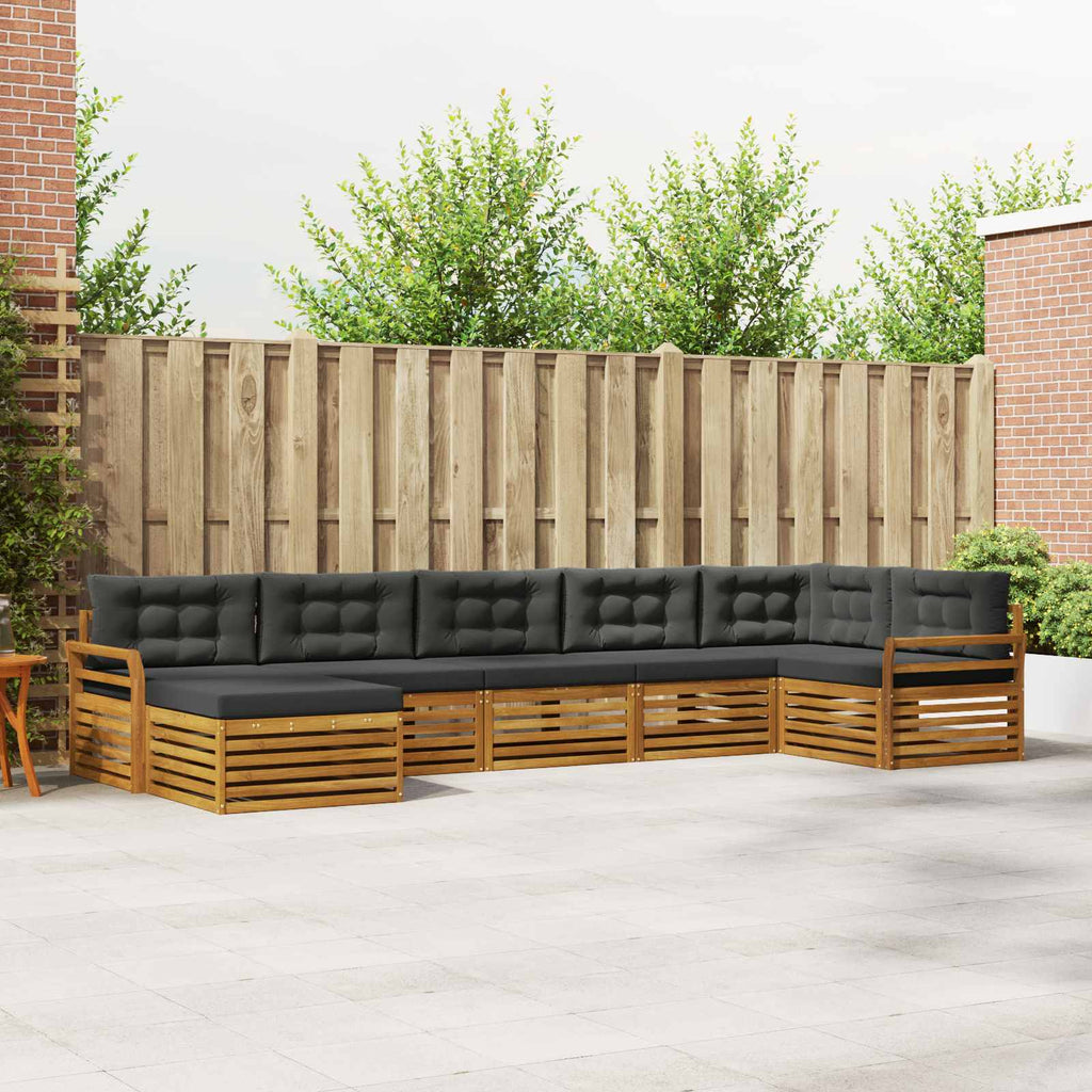 Outdoor-Sofagarnitur mit Kissen 7 pcs Natur und Anthrazit