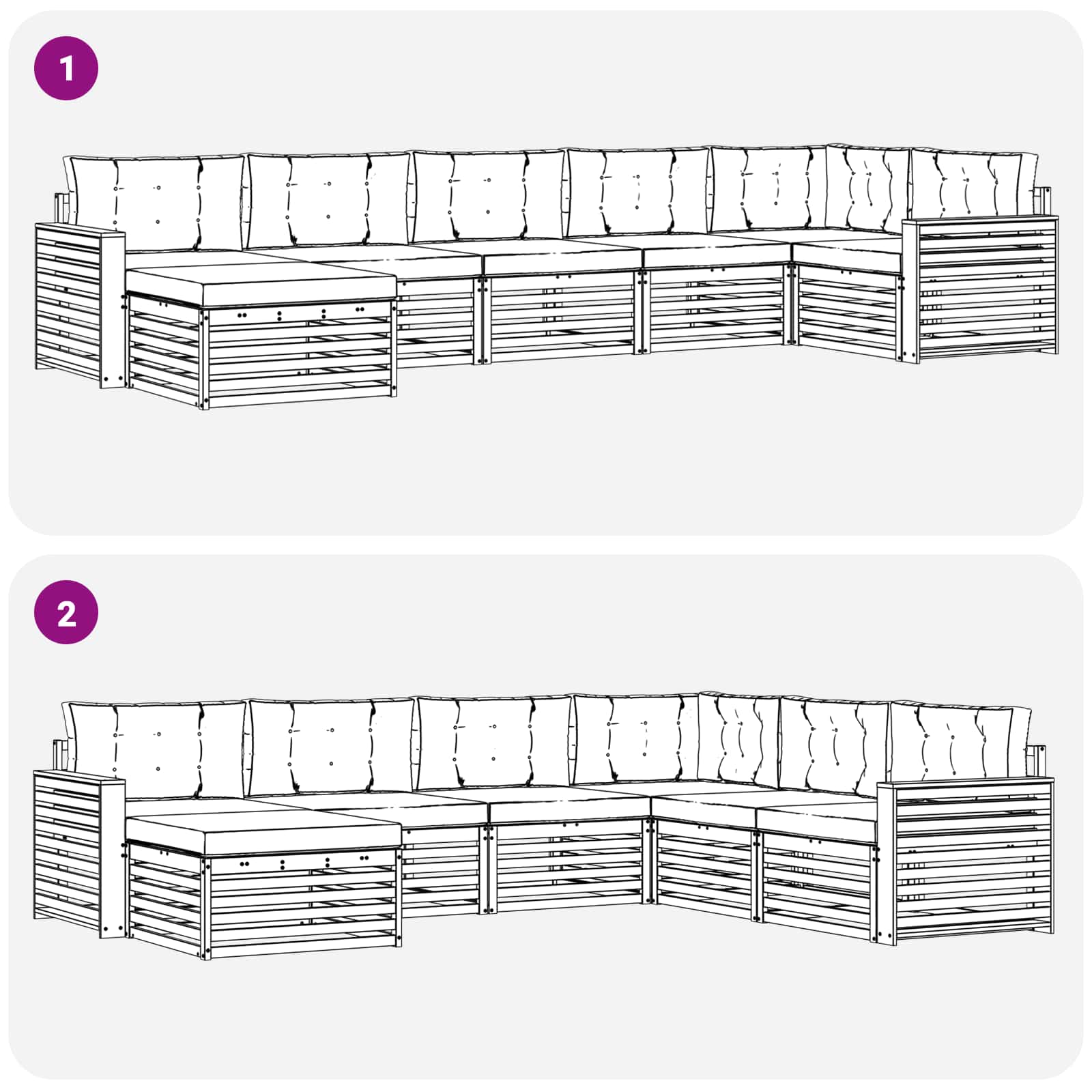 Outdoor-Sofagarnitur mit Kissen 7 pcs Natur und Creme