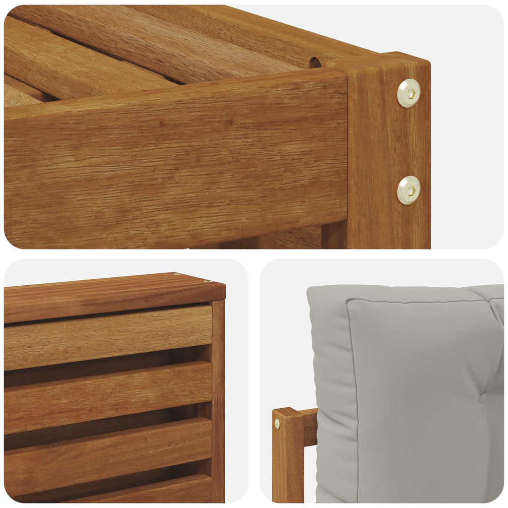 Outdoor-Sofagarnitur mit Kissen 7 pcs Natürlich und Hellgrau