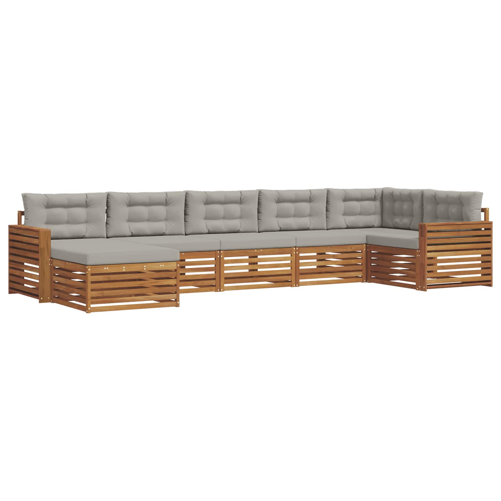 Outdoor-Sofagarnitur mit Kissen 7 pcs Natürlich und Hellgrau