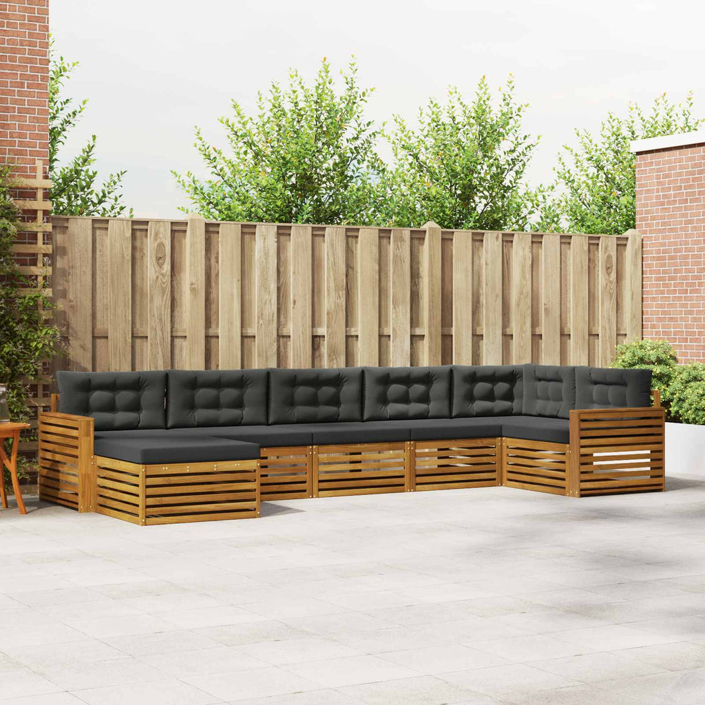 Outdoor-Sofagarnitur mit Kissen 7 pcs Natur und Anthrazit
