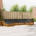 Outdoor-Sofagarnitur mit Kissen 7 pcs Natur und Anthrazit