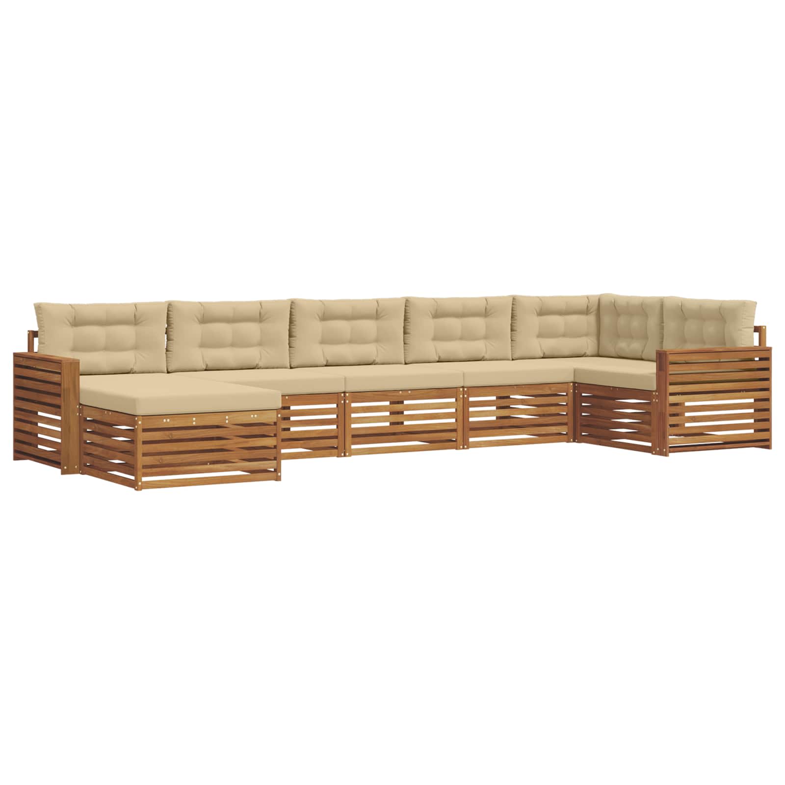 Outdoor-Sofagarnitur mit Kissen 7 pcs Natur und Beige