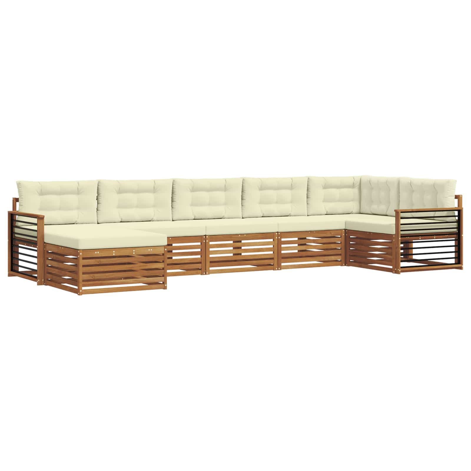 Outdoor-Sofagarnitur mit Kissen 7 pcs Natur und Creme