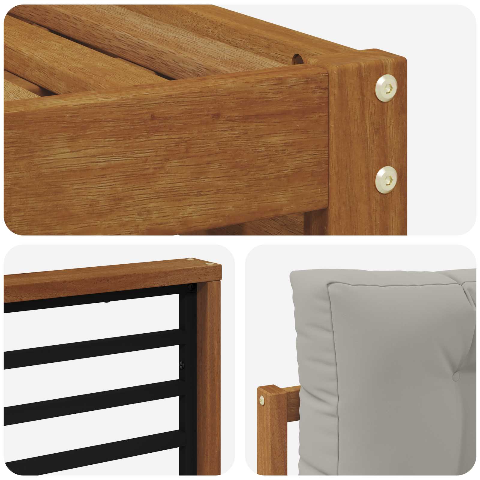Outdoor-Sofagarnitur mit Kissen 7 pcs Natürlich und Hellgrau