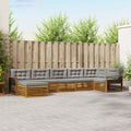 Outdoor-Sofagarnitur mit Kissen 7 pcs Natürlich und Hellgrau