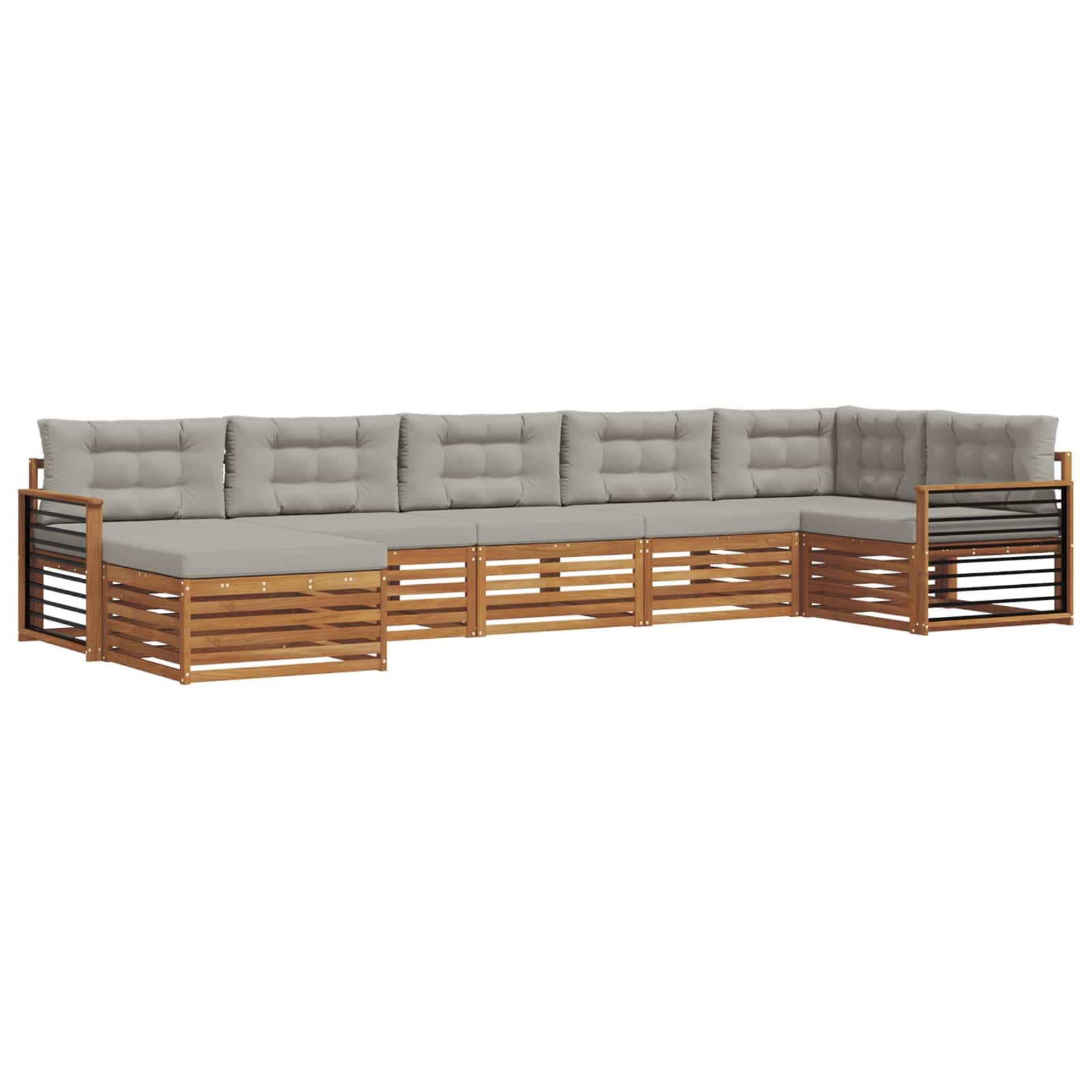 Outdoor-Sofagarnitur mit Kissen 7 pcs Natürlich und Hellgrau