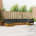 Outdoor-Sofagarnitur mit Kissen 7 pcs Natur und Anthrazit