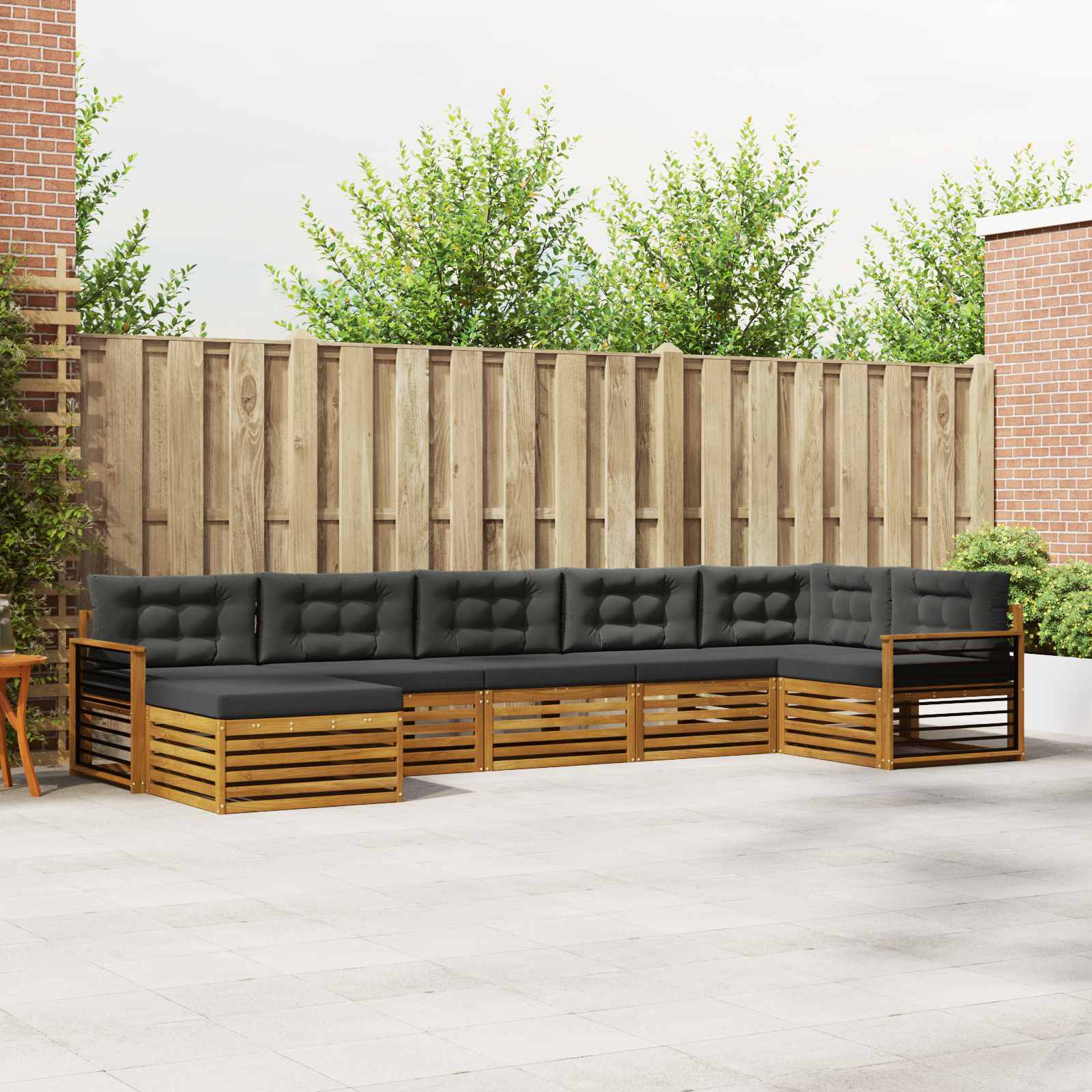 Outdoor-Sofagarnitur mit Kissen 7 pcs Natur und Anthrazit