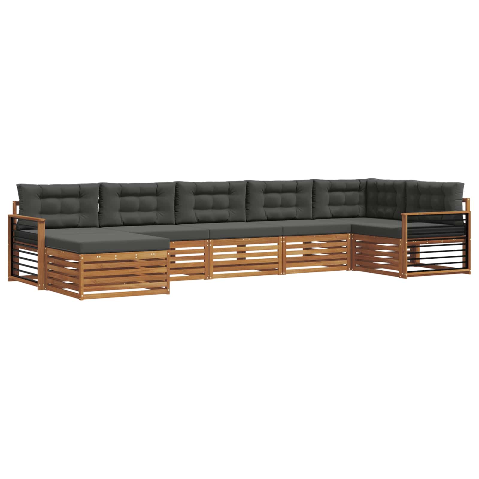 Outdoor-Sofagarnitur mit Kissen 7 pcs Natur und Anthrazit