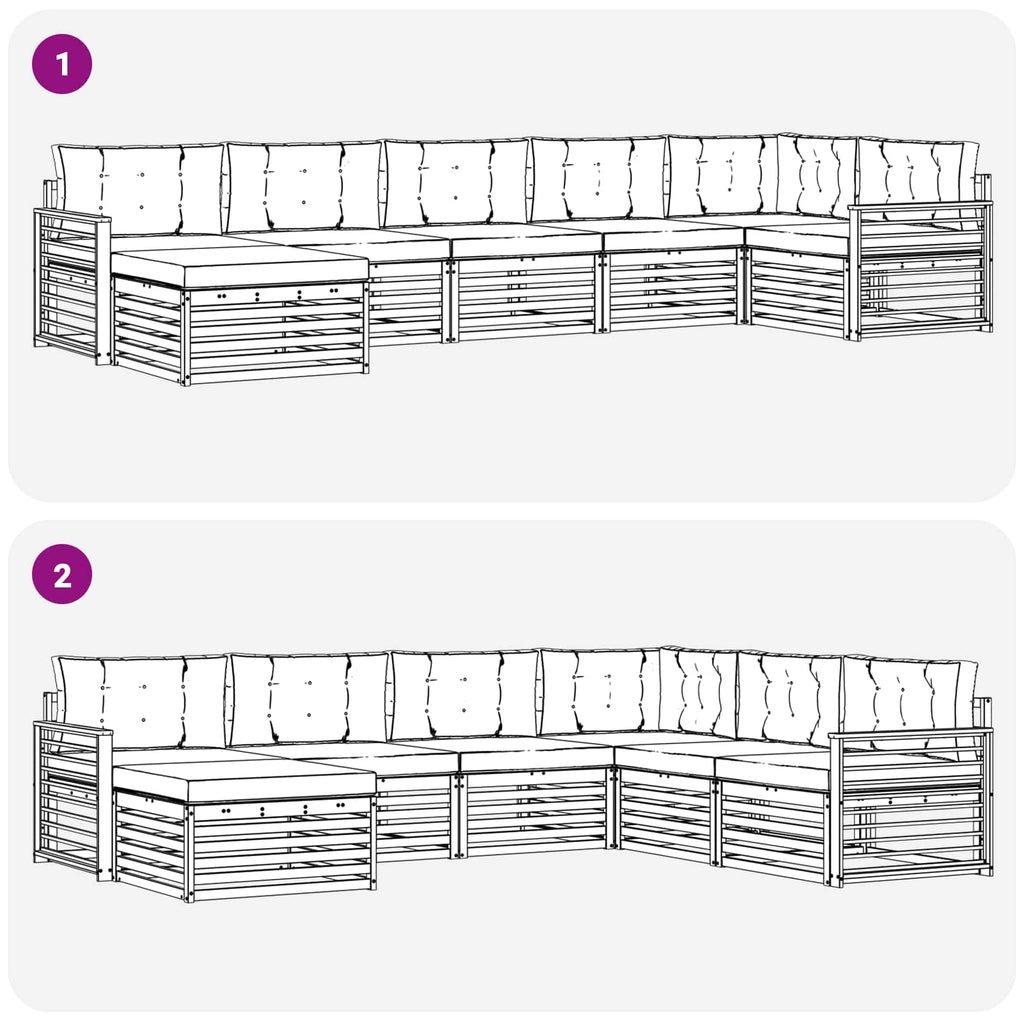Outdoor-Sofagarnitur mit Kissen 7 pcs Natur und Anthrazit