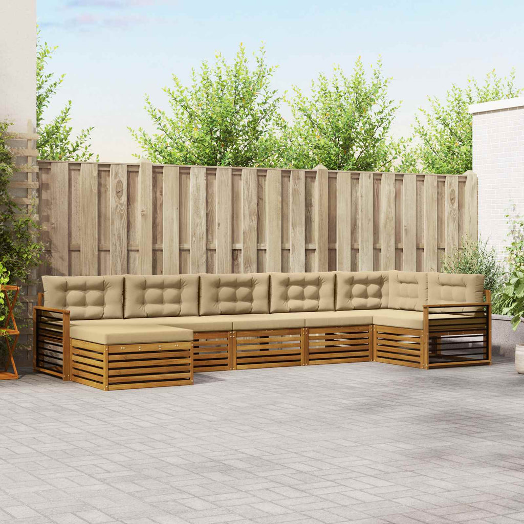Outdoor-Sofagarnitur mit Kissen 7 pcs Natur und Beige