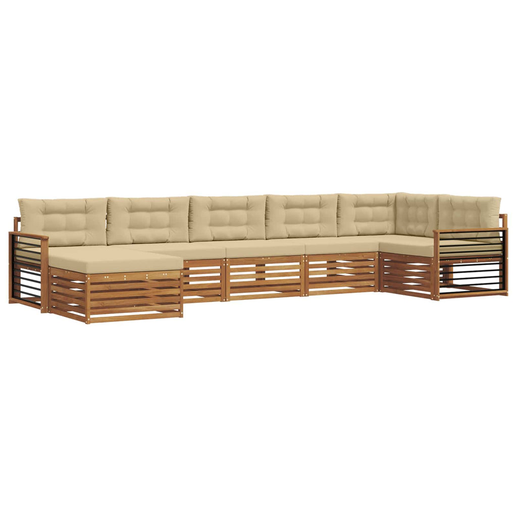 Outdoor-Sofagarnitur mit Kissen 7 pcs Natur und Beige