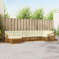 Outdoor-Sofagarnitur mit Kissen 7 pcs Natur und Creme