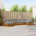 Outdoor-Sofagarnitur mit Kissen 7 pcs Natürlich und Hellgrau