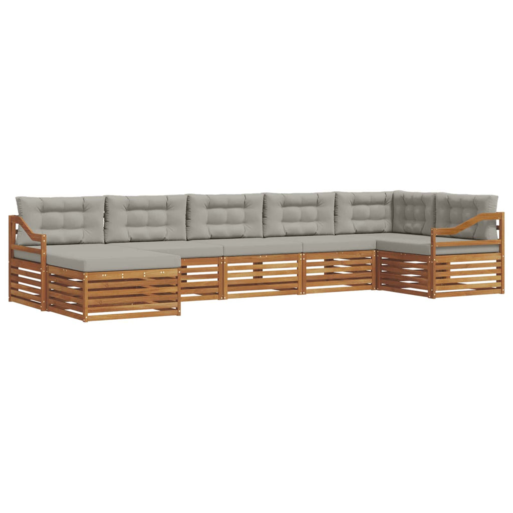 Outdoor-Sofagarnitur mit Kissen 7 pcs Natürlich und Hellgrau