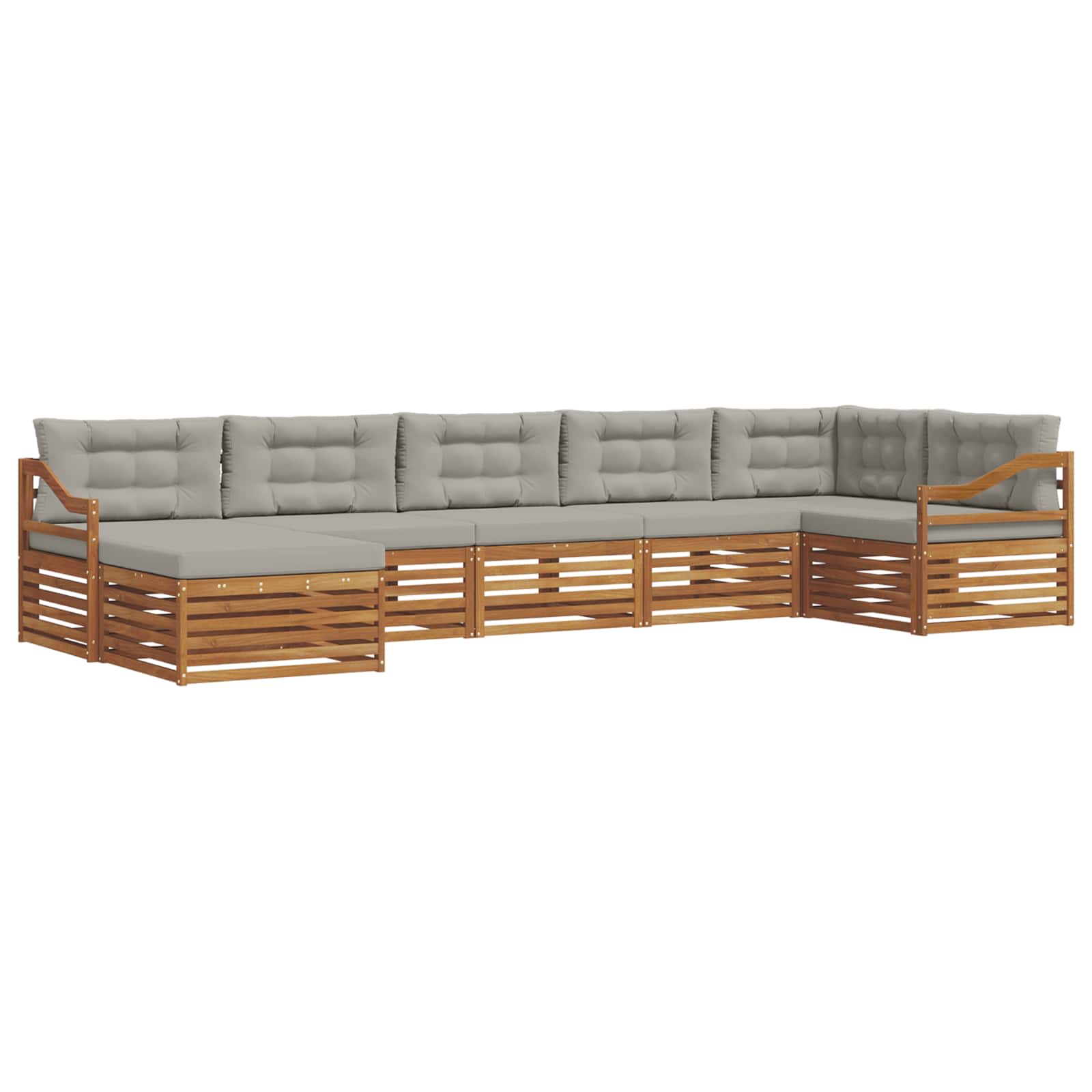 Outdoor-Sofagarnitur mit Kissen 7 pcs Natürlich und Hellgrau