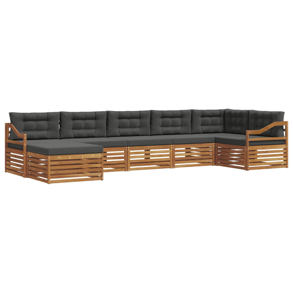 Outdoor-Sofagarnitur mit Kissen 7 pcs Natur und Anthrazit