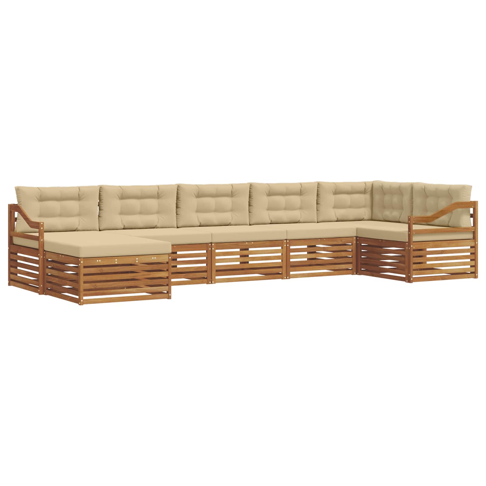 Outdoor-Sofagarnitur mit Kissen 7 pcs Natur und Beige