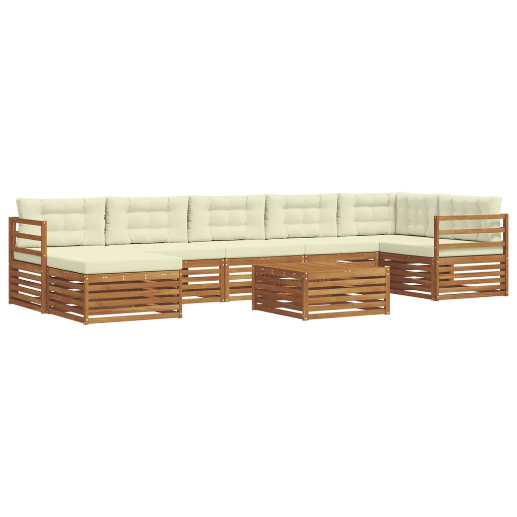 Outdoor-Sofagarnitur mit Kissen 8 pcs Natur und Creme