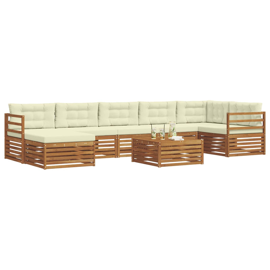 Outdoor-Sofagarnitur mit Kissen 8 pcs Natur und Creme