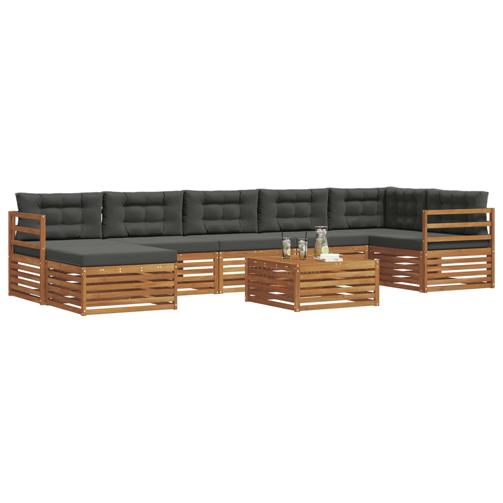 Outdoor-Sofagarnitur mit Kissen 8 pcs Natur und Anthrazit