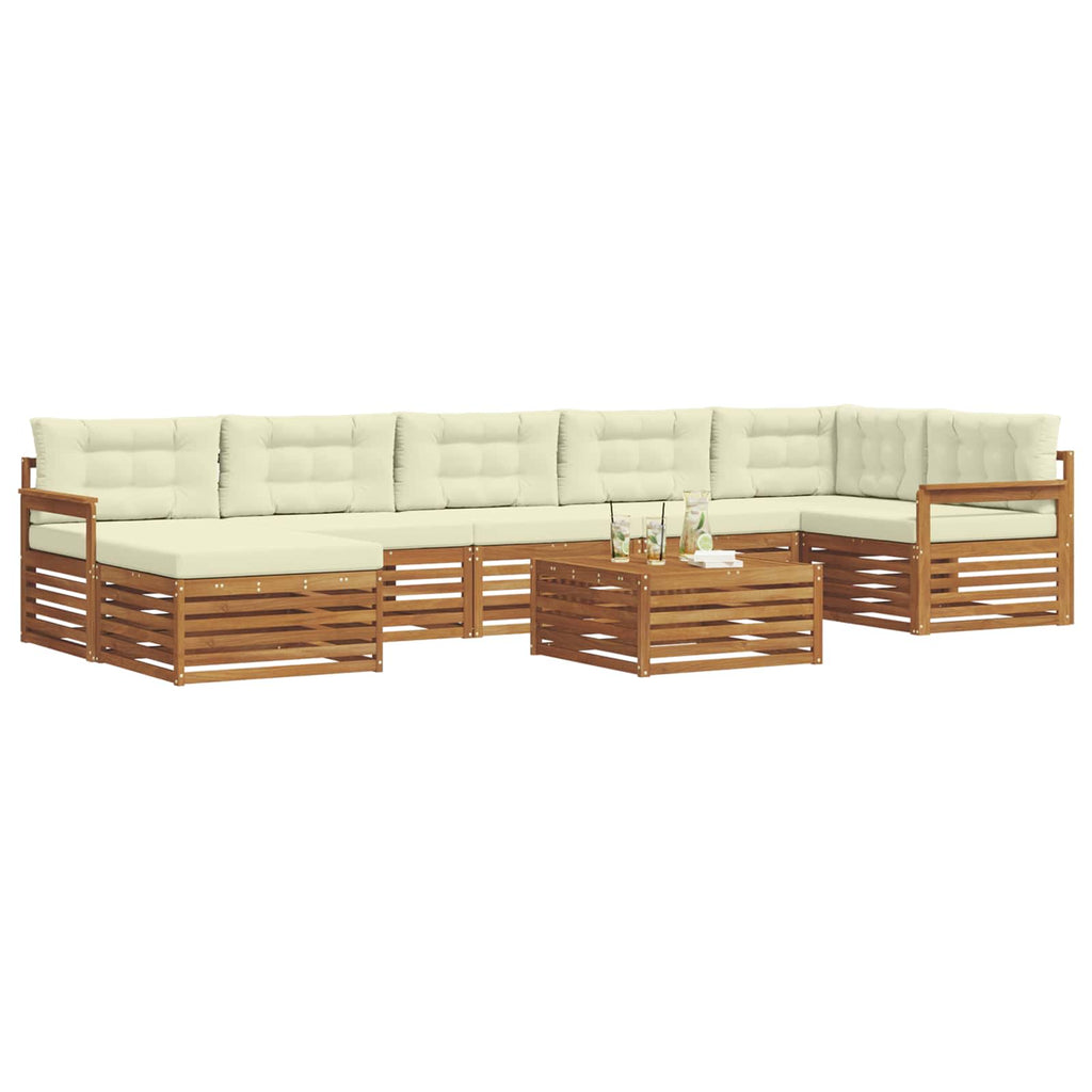 Outdoor-Sofagarnitur mit Kissen 8 pcs Natur und Creme