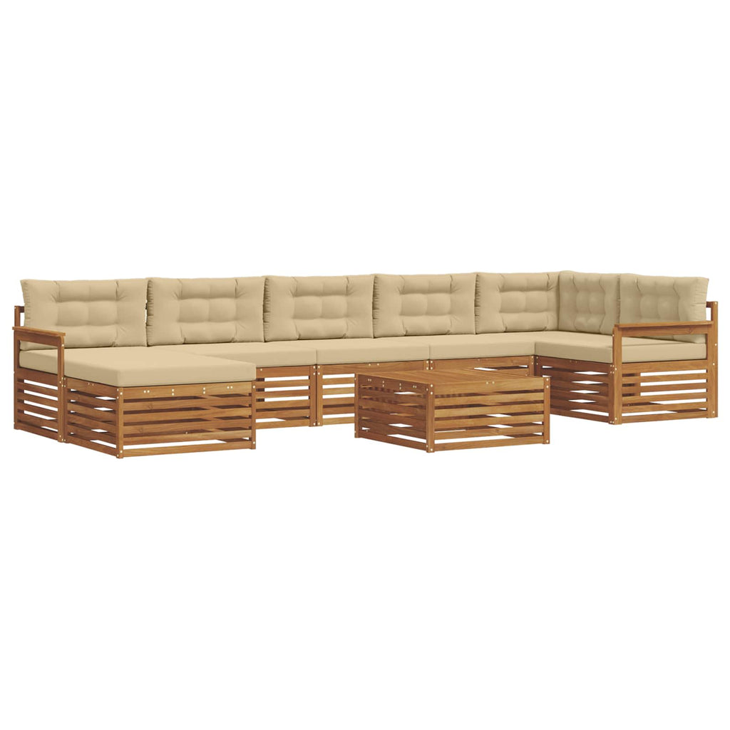 Outdoor-Sofagarnitur mit Kissen 8 pcs Natur und Beige