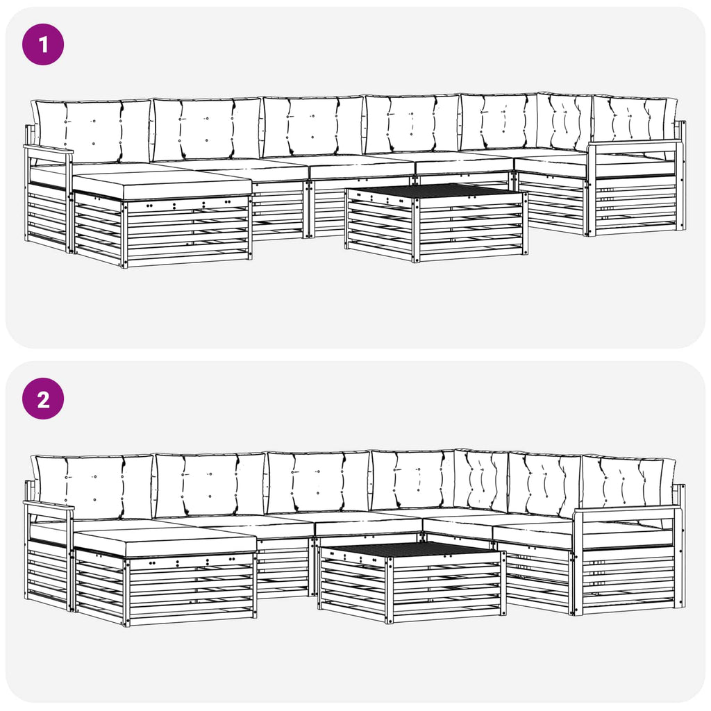 Outdoor-Sofagarnitur mit Kissen 8 pcs Natur und Beige