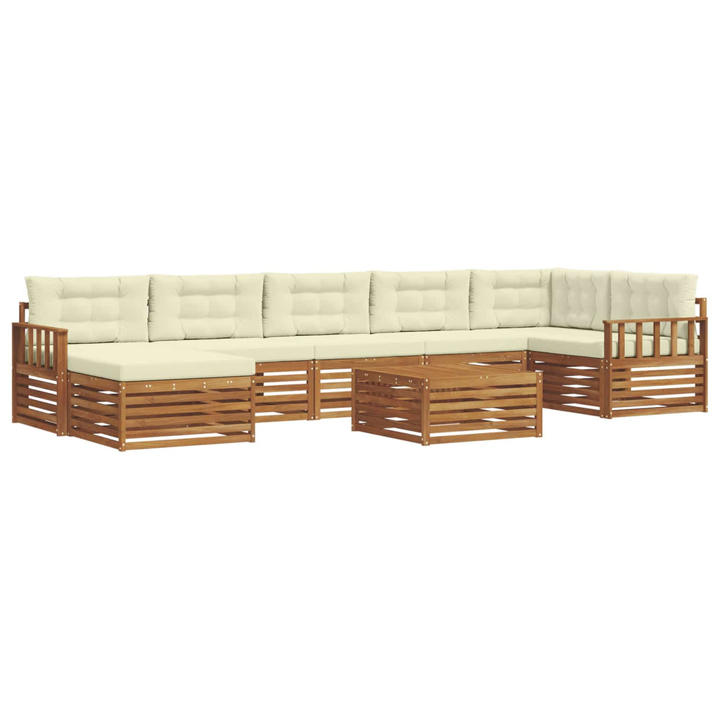 Outdoor-Sofagarnitur mit Kissen 8 pcs Natur und Creme