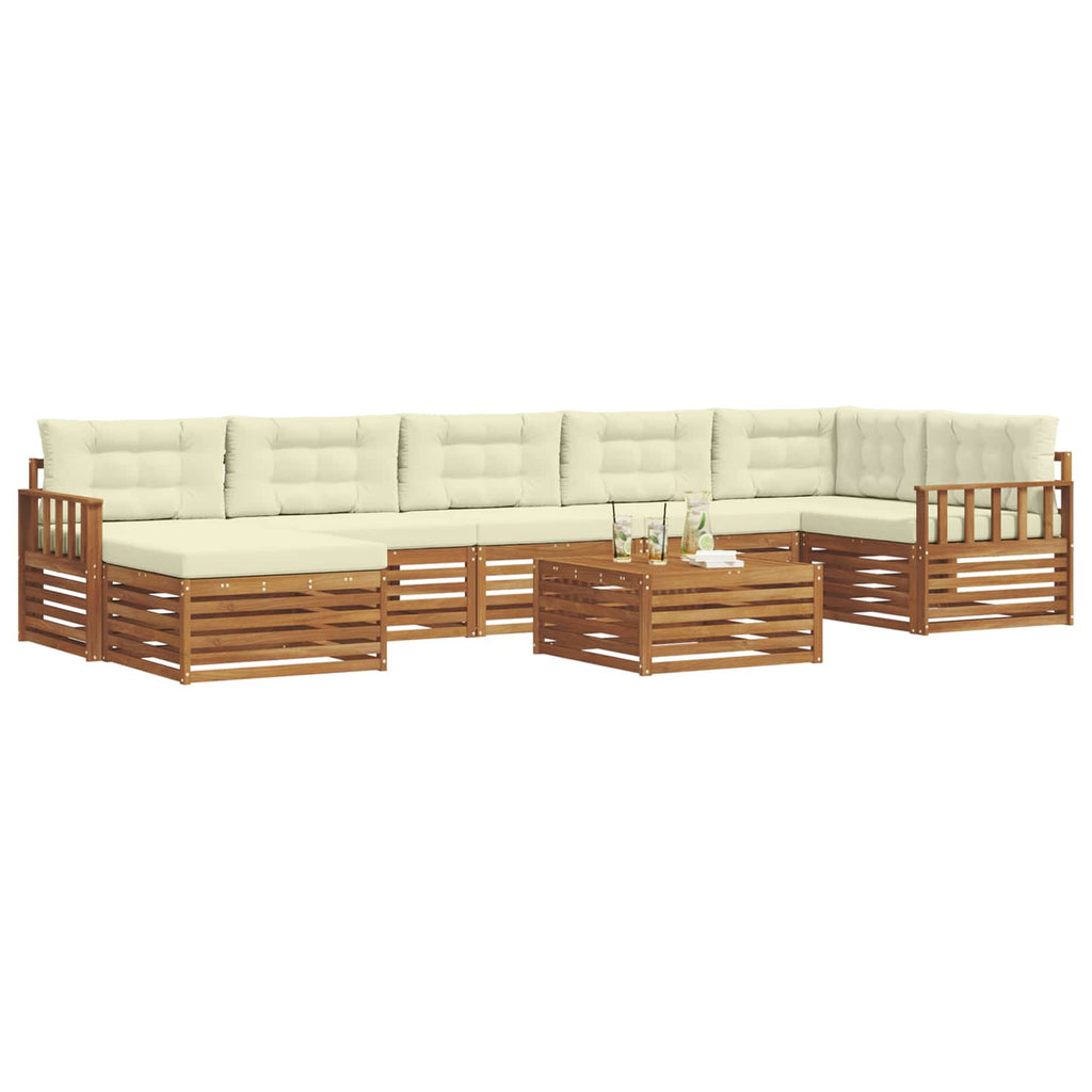 Outdoor-Sofagarnitur mit Kissen 8 pcs Natur und Creme