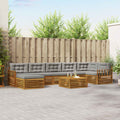 Outdoor-Sofagarnitur mit Kissen 8 pcs Natürlich und Hellgrau