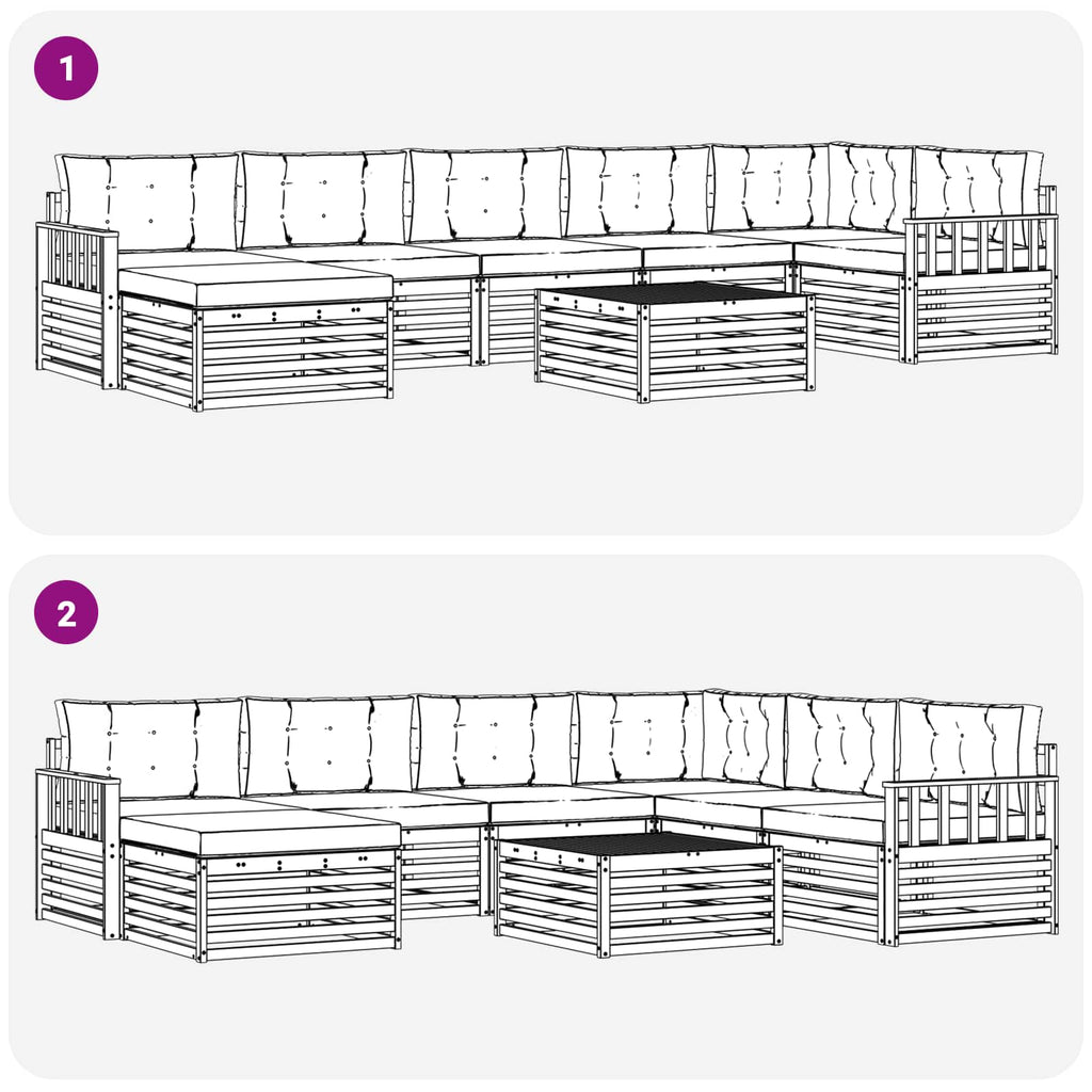 Outdoor-Sofagarnitur mit Kissen 8 pcs Natürlich und Hellgrau
