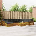 Outdoor-Sofagarnitur mit Kissen 8 pcs Natur und Anthrazit