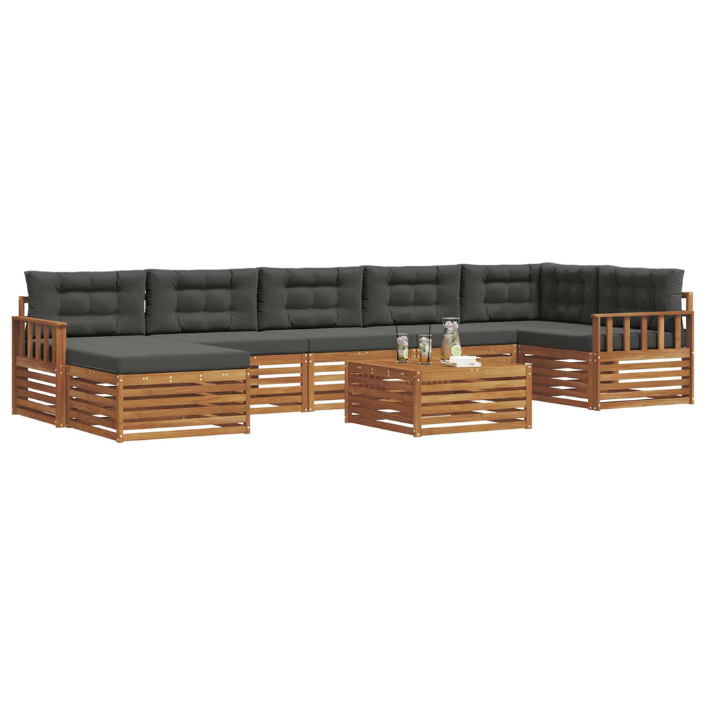 Outdoor-Sofagarnitur mit Kissen 8 pcs Natur und Anthrazit