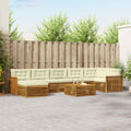 Outdoor-Sofagarnitur mit Kissen 8 pcs Natur und Creme