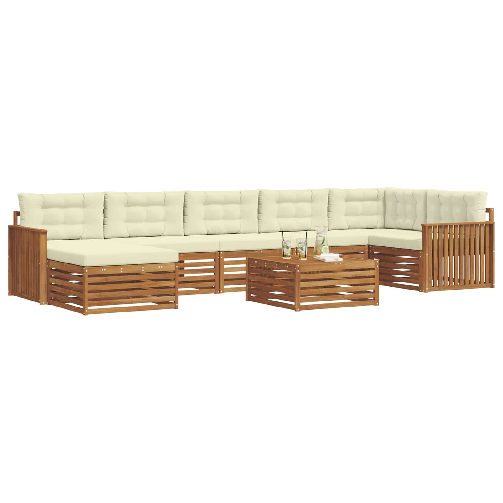 Outdoor-Sofagarnitur mit Kissen 8 pcs Natur und Creme