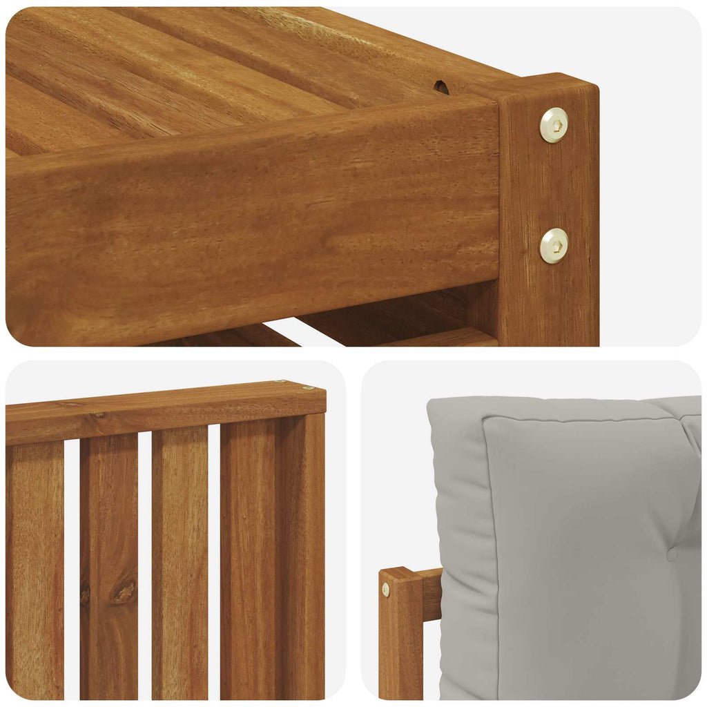 Outdoor-Sofagarnitur mit Kissen 8 pcs Natürlich und Hellgrau