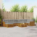 Outdoor-Sofagarnitur mit Kissen 8 pcs Natürlich und Hellgrau