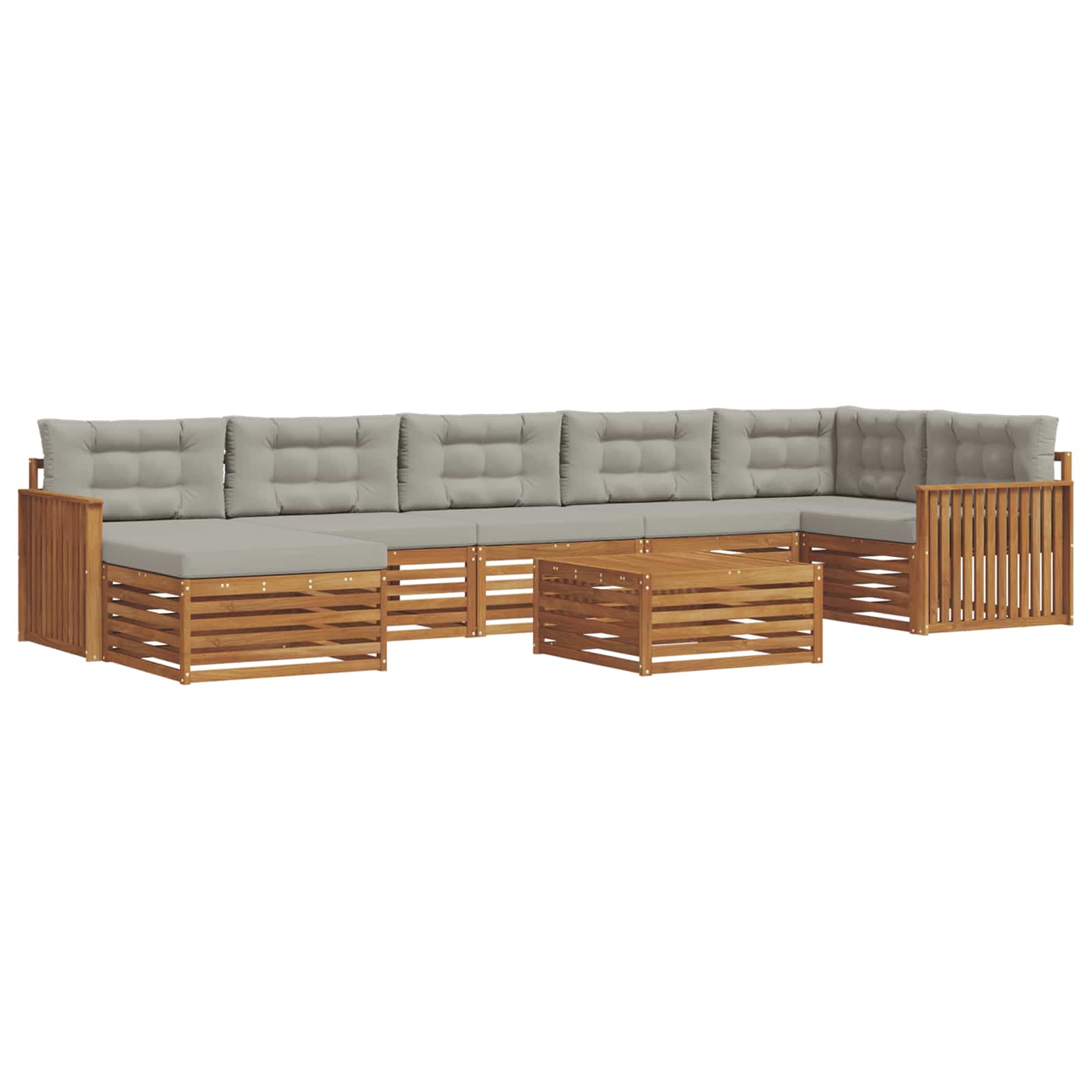 Outdoor-Sofagarnitur mit Kissen 8 pcs Natürlich und Hellgrau