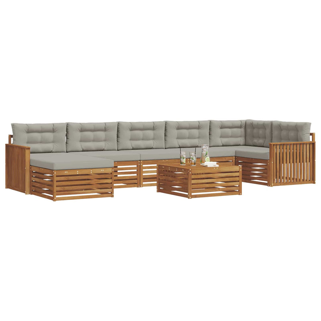 Outdoor-Sofagarnitur mit Kissen 8 pcs Natürlich und Hellgrau