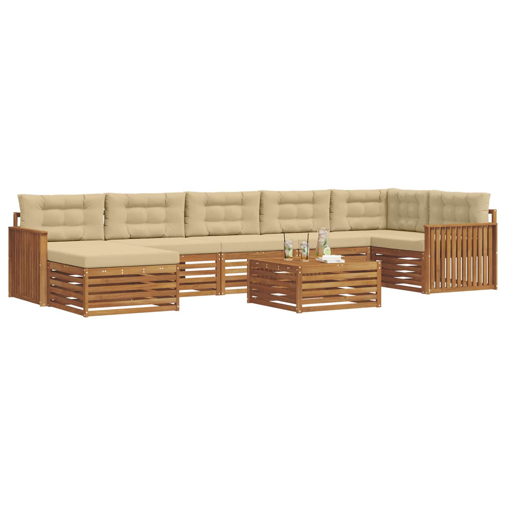 Outdoor-Sofagarnitur mit Kissen 8 pcs Natur und Beige