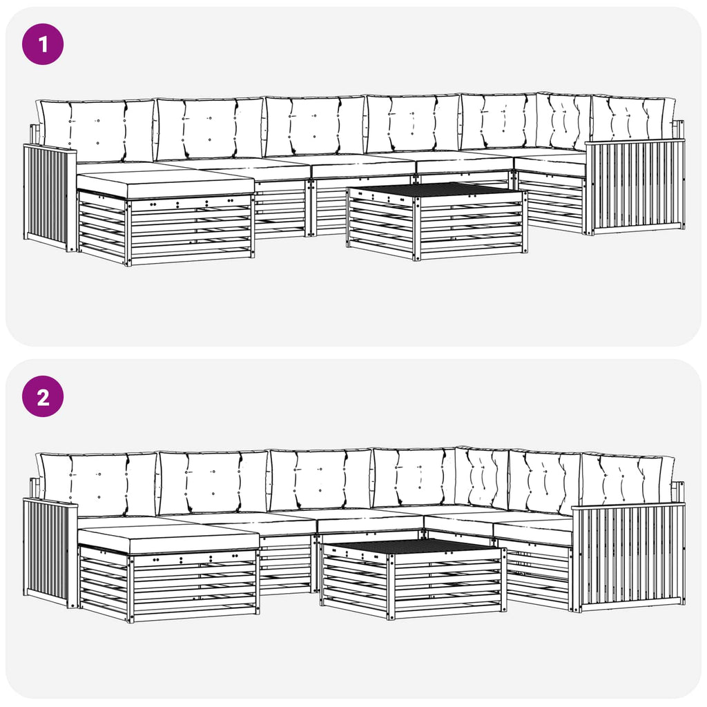 Outdoor-Sofagarnitur mit Kissen 8 pcs Natur und Beige