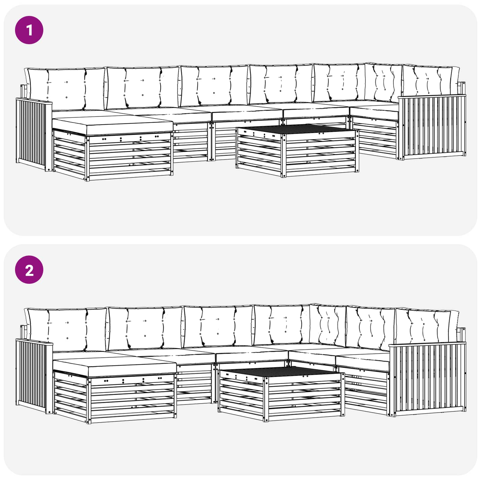Outdoor-Sofagarnitur mit Kissen 8 pcs Natur und Beige