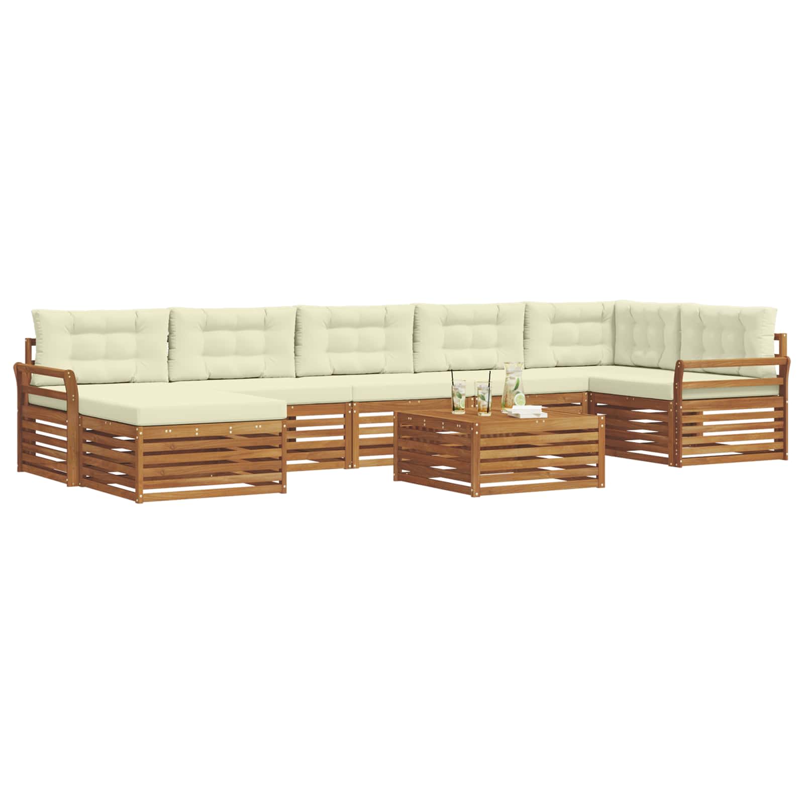 Outdoor-Sofagarnitur mit Kissen 8 pcs Natur und Creme